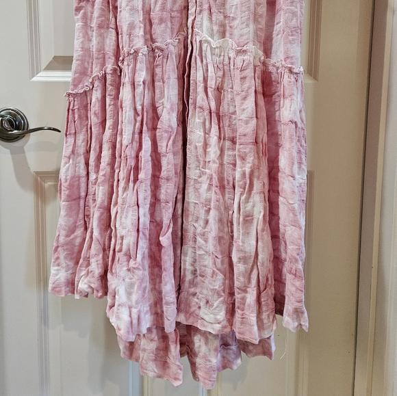 Free People Edie Maxi Dress LS Button Front Tiered Pleated Washed Rose XS NWT - Picture 13 of 16